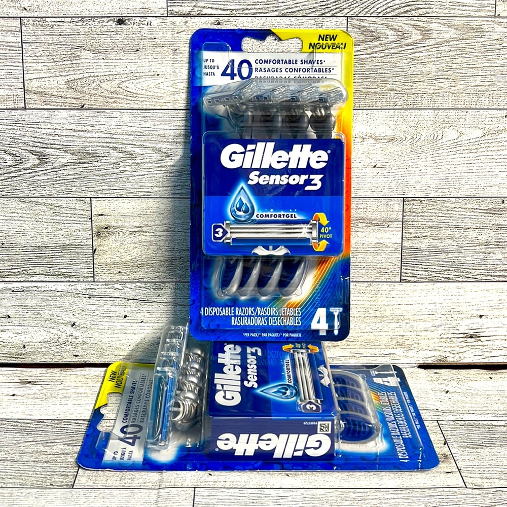 Set of 2 Gillette Sensor3 4 pack Men’s Disposable Razors